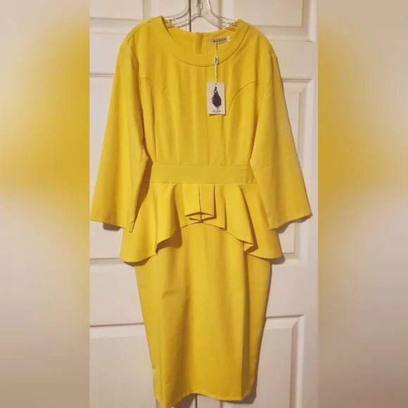Dresses Muxxn Boutique Yello Peplum Dress Size 2xl Poshmark